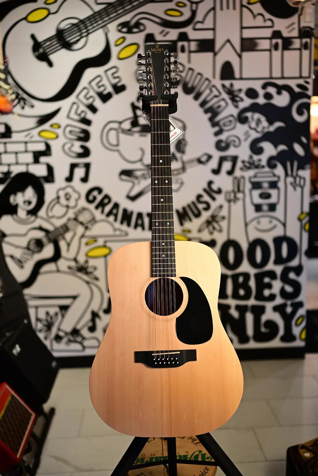 Sigma DM12E 12 String Electric Acoustic Guitar, Natural