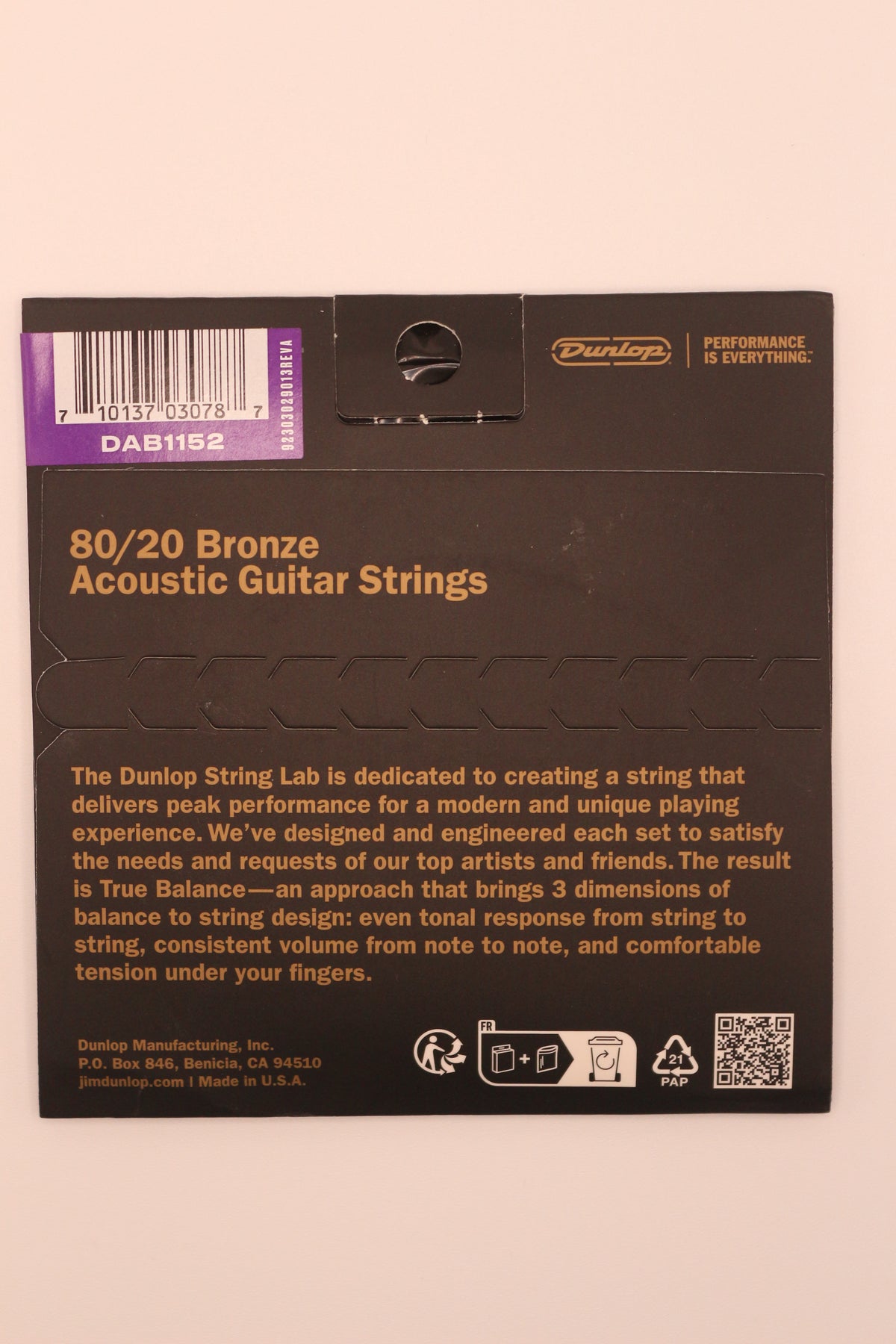 Cordes de guitare acoustique Dunlop 80/20 Bronze | Custom Light (11-52)