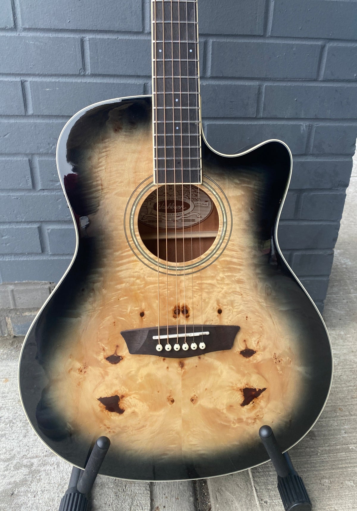 Washburn Deep Forest Burl Ace Acoustic Guitar - Black Fade