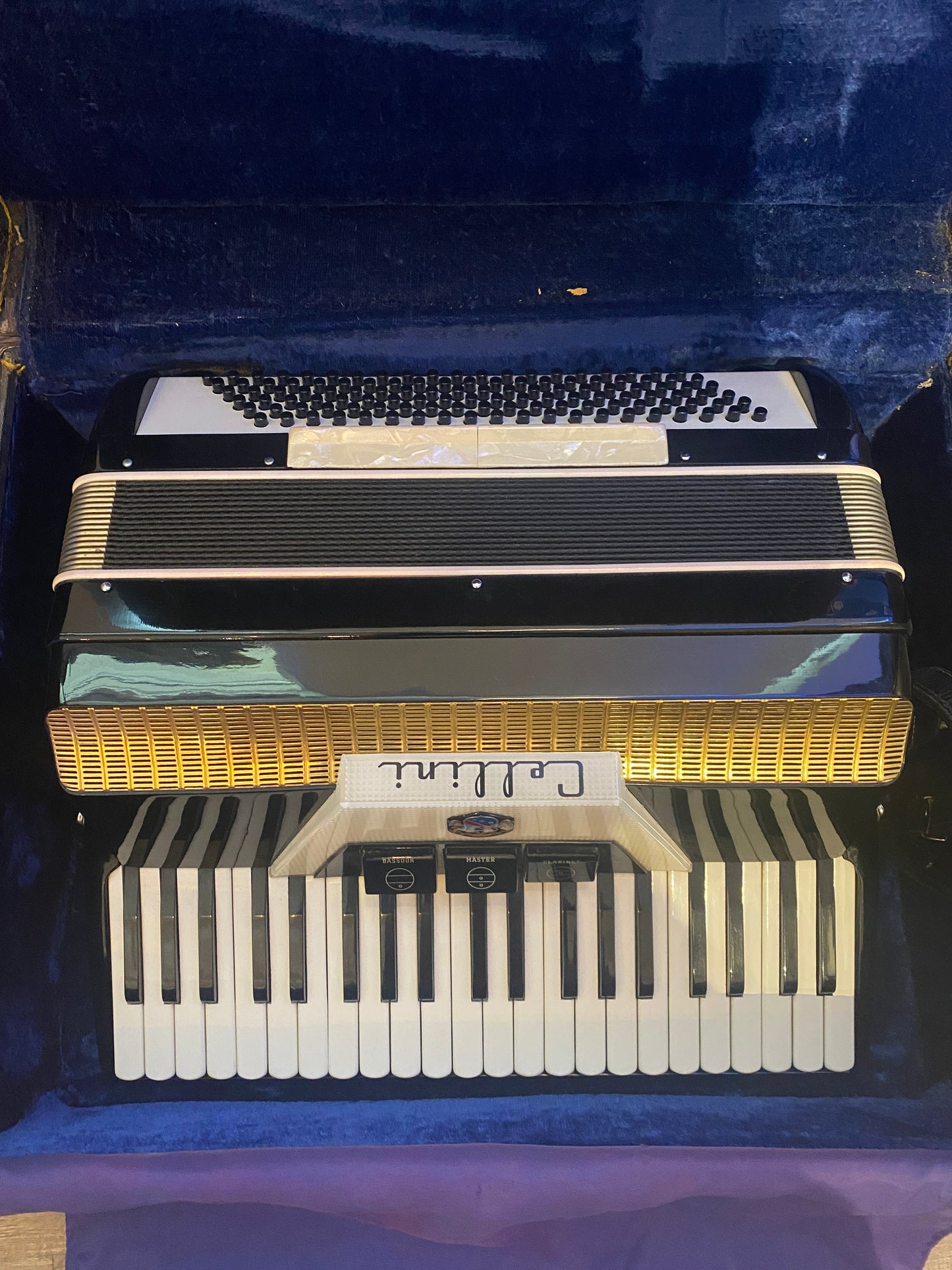 Cellini Piano Accordion – 41-Key / 120-Bass | Classic Black & White Finish with Hard Case