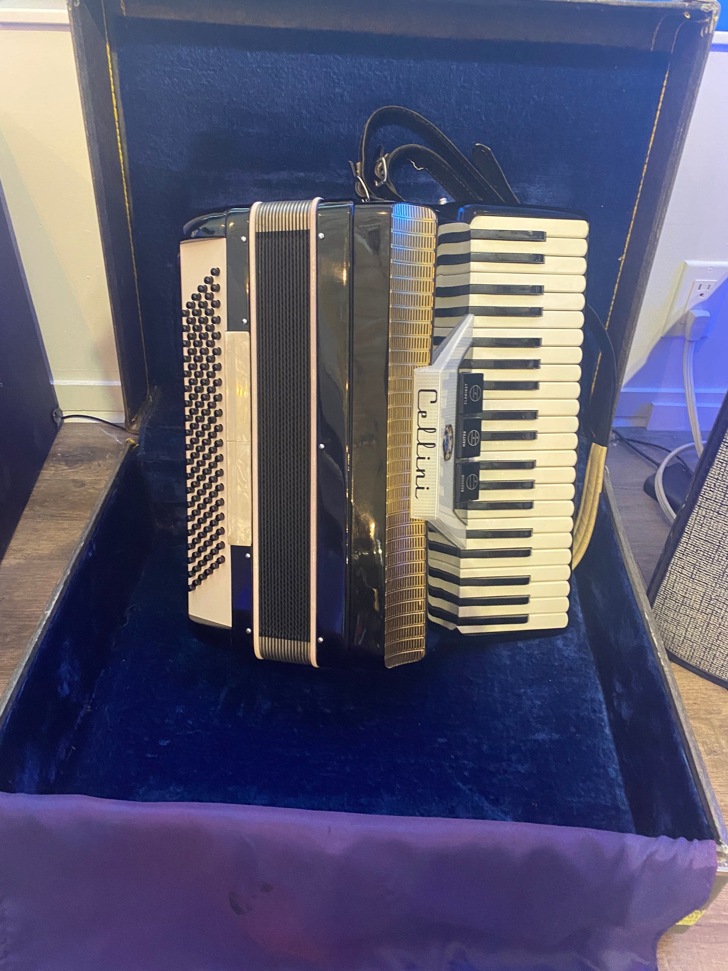 Cellini Piano Accordion – 41-Key / 120-Bass | Classic Black & White Finish with Hard Case