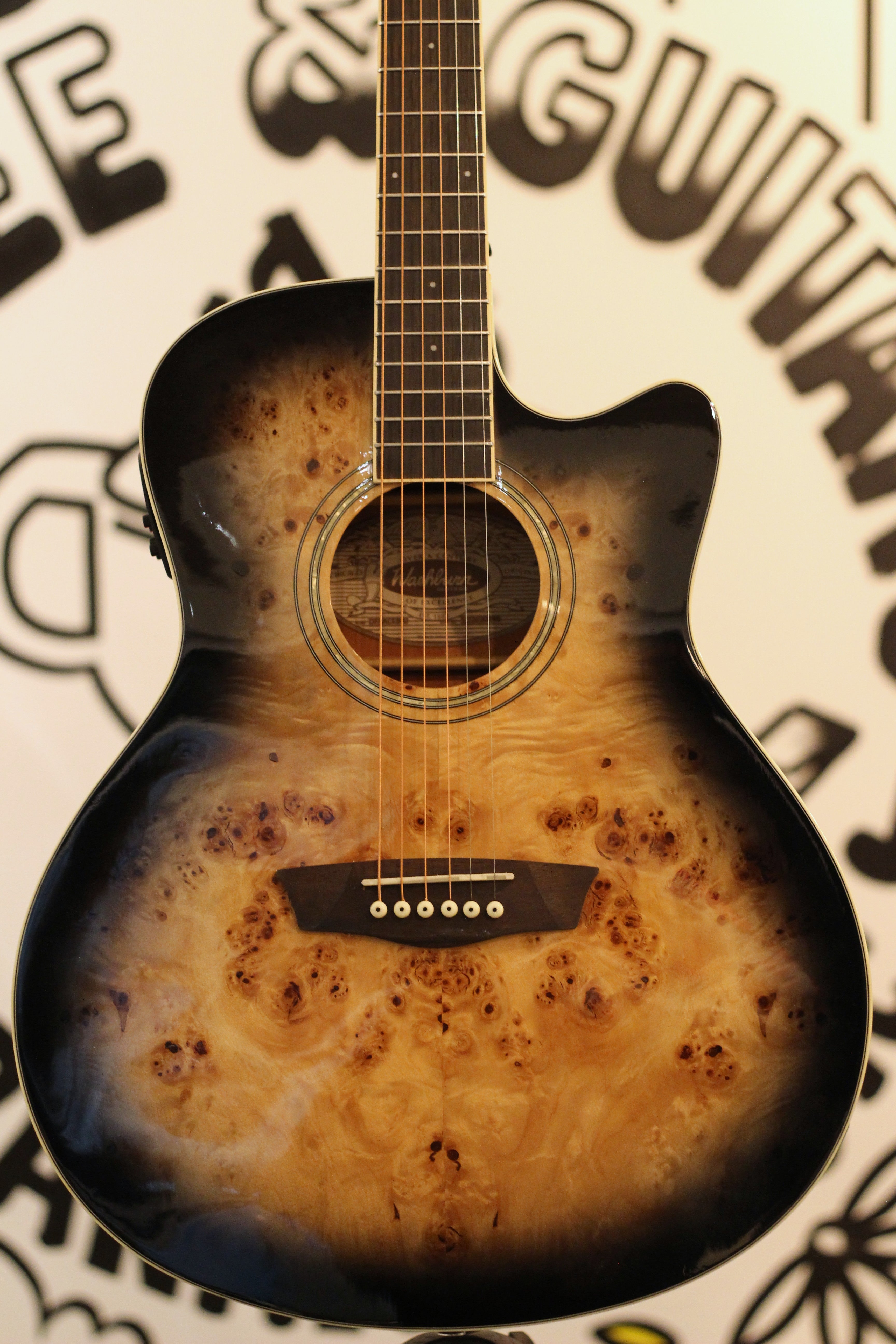 Washburn Deep Forest Burl Ace Acoustic Guitar - Black Fade