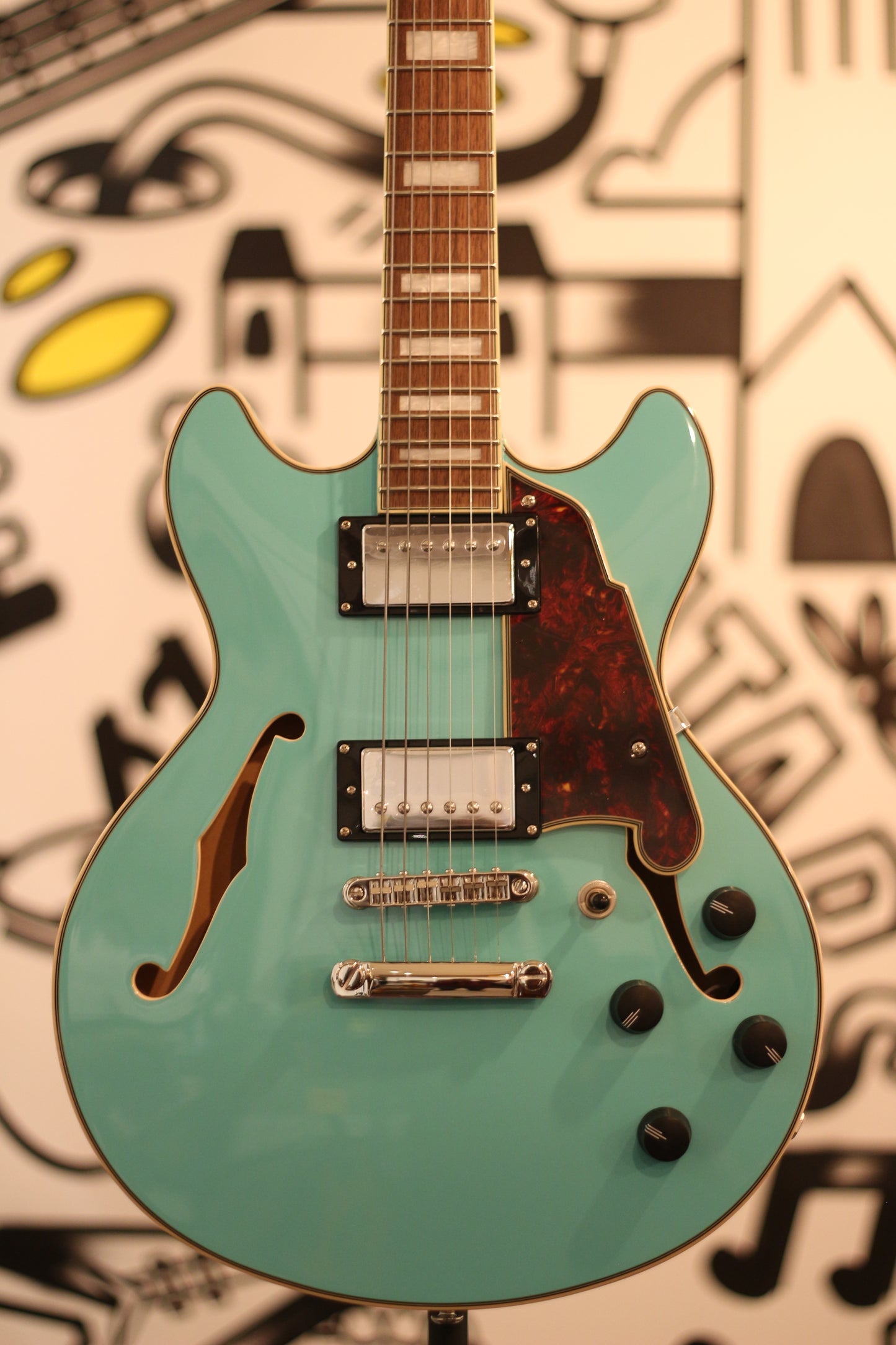D'Angelico Limited-Edition Premier Mini DC Electric Guitar - Surf Green With Tortoise Pickguard