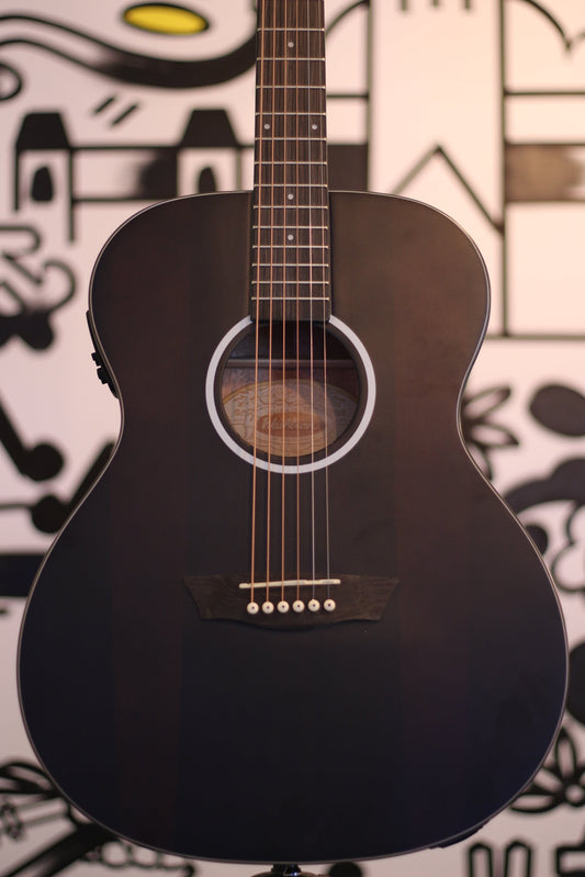 Washburn Deep Forest Ebony Folk Acoustic Electric Guitar - Striped Ebony