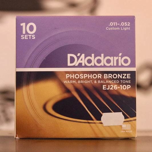 10 Sets D'addario Phosphor Bronze Acoustic Guitar Strings