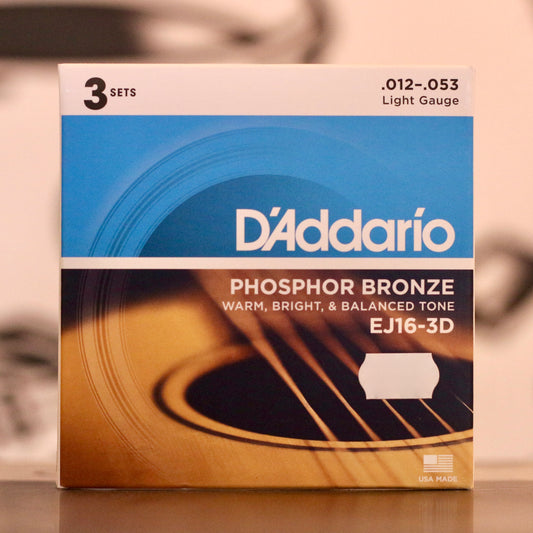 3 Sets D'addario Phosphor Bronze Acoustic Guitar Strings