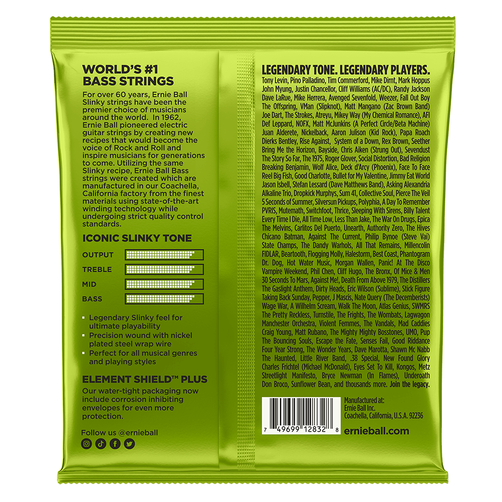 Ernie Ball Bass Regular Slinky Electric Bass Strings (50-105)
