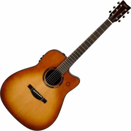 Yamaha TAG3 C TransAcoustic in Sand Burst, angled view of the cutaway body
