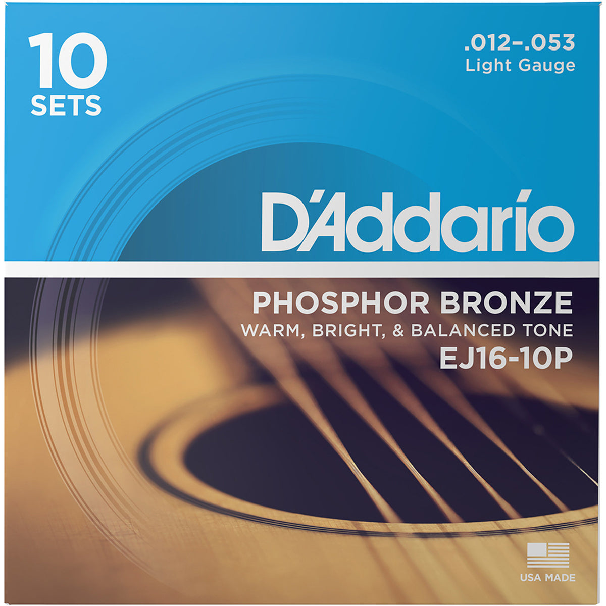 10 jeux de cordes pour guitare acoustique D'Addario Phosphor Bronze