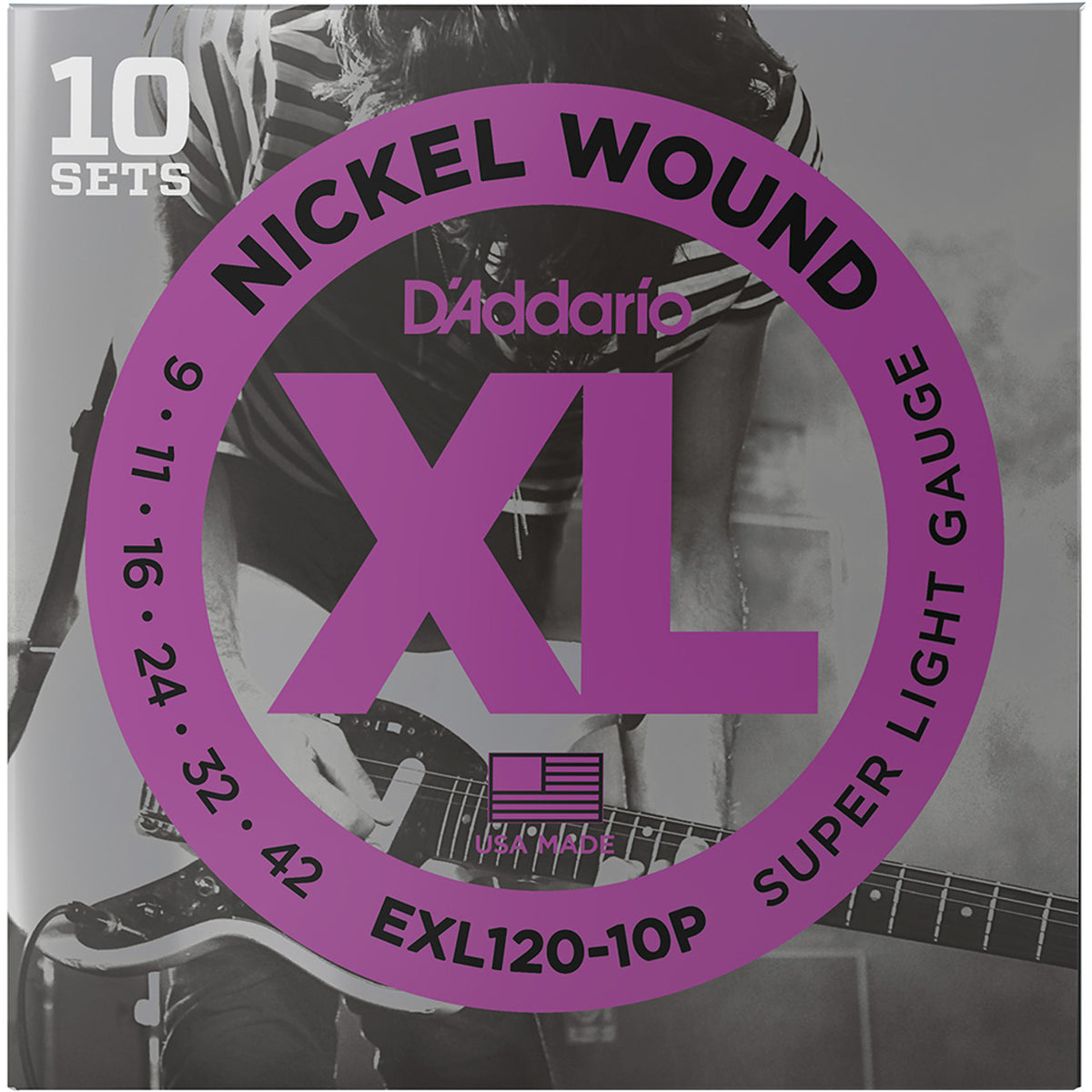 D'Addario EXL Nickel Wound Electric Guitar Strings, 10-Pack