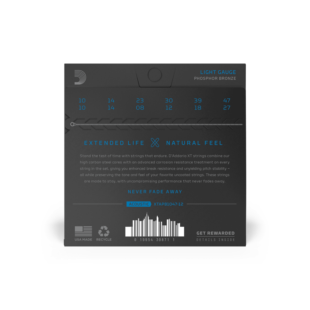 XT Light Coated 12-String Acoustic Guitar Strings | 10-47