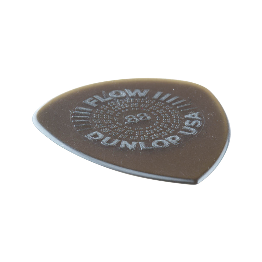 Dunlop Flow Standard Grip 0.88mm pick at an angle showing the bevelled edge