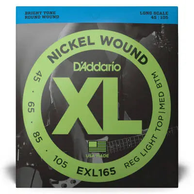 D'Addario EXL165 - Cordes pour basse, filet rond en nickel, diapason long, jeu 45-105