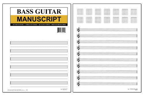 Papier manuscrit pour guitare basse (tablature)