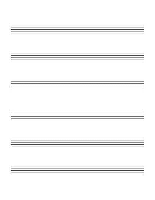 6 Stave Manuscript Paper