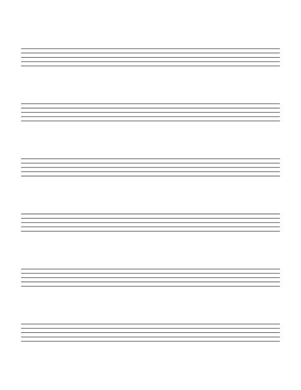 6 Stave Manuscript Paper