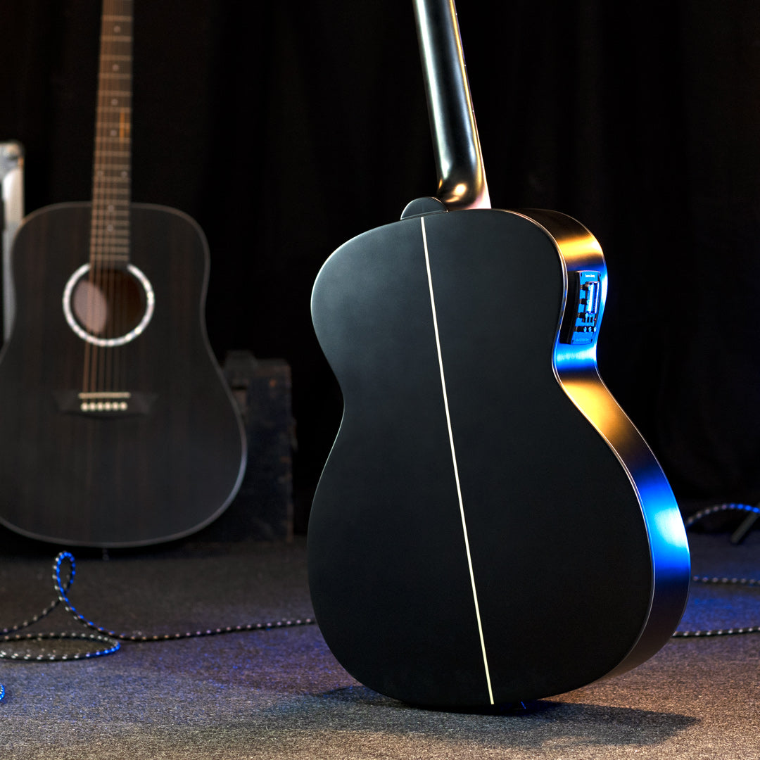 Washburn Deep Forest Ebony Folk Acoustic Electric Guitar - Striped Ebony