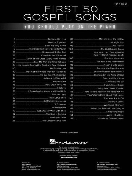 First 50 Gospel Songs You Should Play on Piano