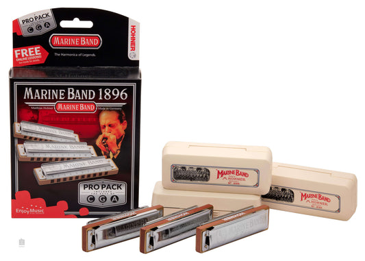 Marine Band 1896 Classic Diatonic Harmonica - 3 Pack