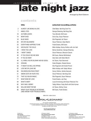 Late Night Jazz Piano Solos Series Volume 27