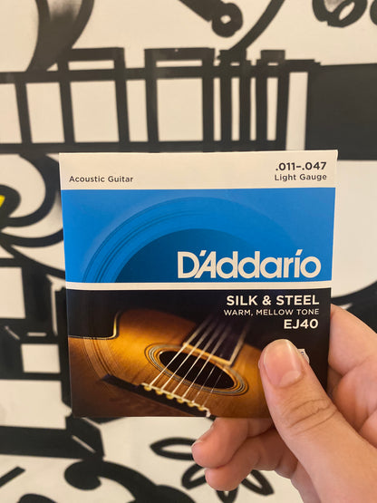 D'Addario EJ40 - Silk & Steel 6-String Silverplated Wound - Light
