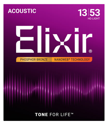 Elixir Phosphor Bronze Nanoweb Technology Acoustic Guitar Strings