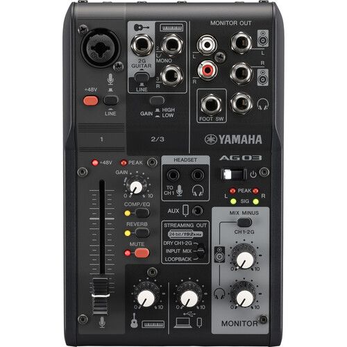 Yamaha AG03MK2 B 3-Channel Live Streaming Mixer w/ USB-C Audio Interface - Black