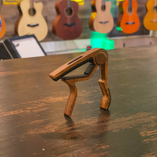 The Good Musician Co. | Wood-Style Guitar Capo with Built-In Pick Holder