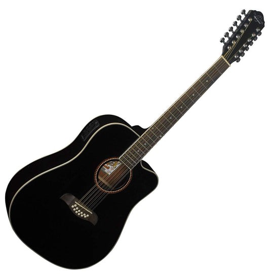 Oscar Schmidt OD312CEB-A Dreadnought 12-String RH Acoustic/Electric Guitar-Black