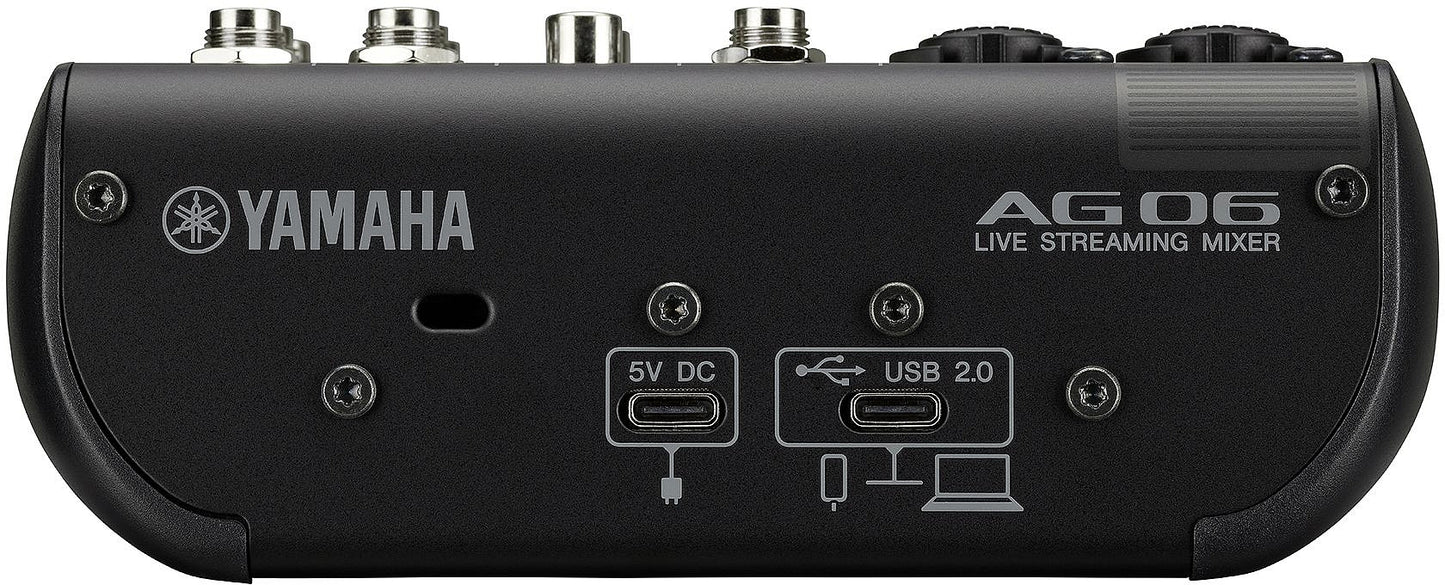Yamaha AG06MK2 B 6-Channel Live Streaming Mixer w/ USB-C Audio Interface - Black