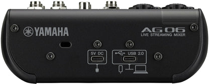 Yamaha AG06MK2 B 6-Channel Live Streaming Mixer w/ USB-C Audio Interface - Black