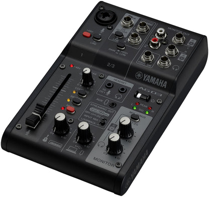 Yamaha AG03MK2 B LSPK AG Series Live Streaming Pack w/ 3 Channel Mixer, Condenser Microphone and Headphones - Black