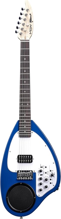 VOX APC-1 Guitar with Built-in Amplifier, Equipped with Rhythm Machine, Built-in Effector, Travel Guitar, Battery Operated, Blue