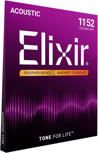 Elixir Phosphor Bronze Nanoweb Technology Acoustic Guitar Strings