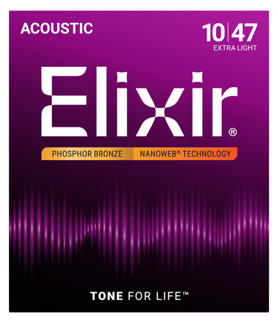 Elixir Phosphor Bronze Nanoweb Technology Acoustic Guitar Strings