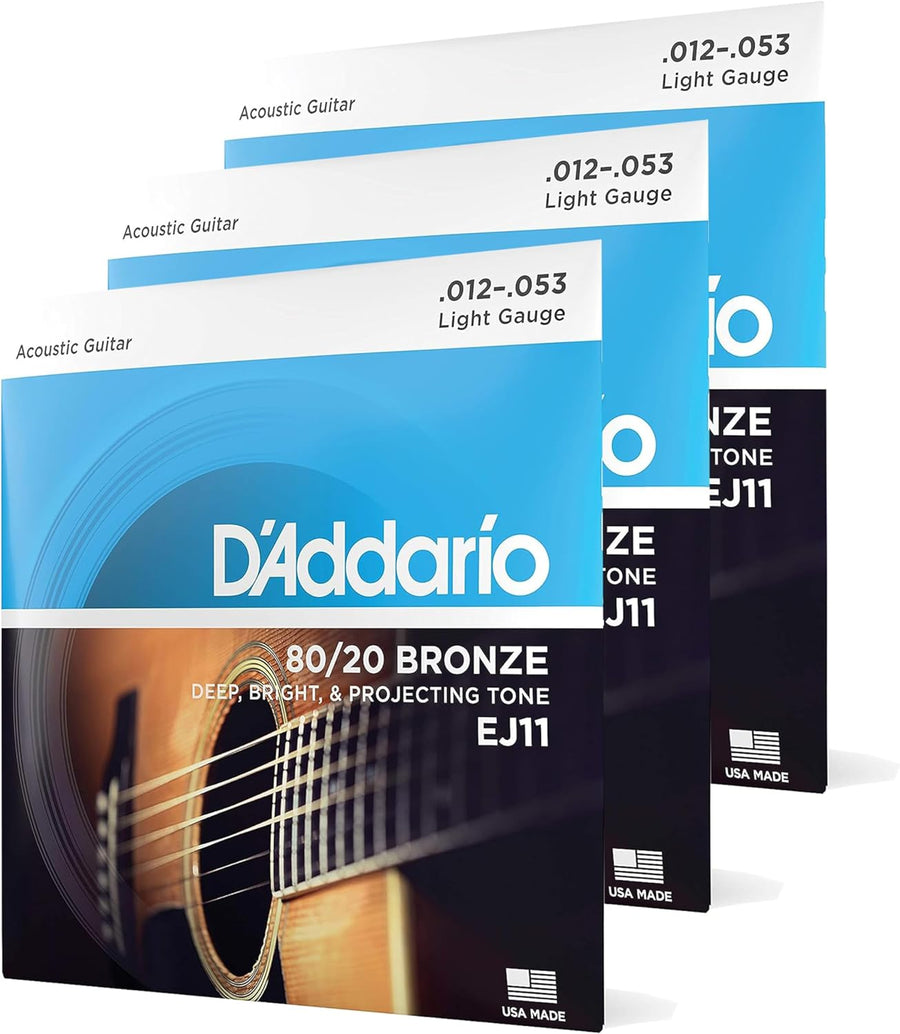 3 jeux de cordes pour guitare acoustique D'Addario Phosphor Bronze