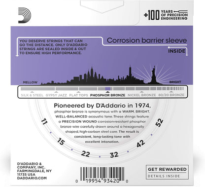 3 Sets D'addario Phosphor Bronze Acoustic Guitar Strings