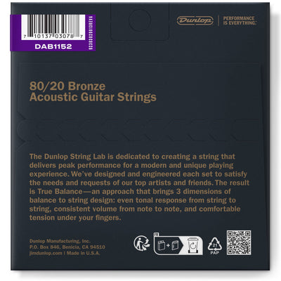 Dunlop 80/20 Bronze Acoustic Guitar | Custom Light (11-52)