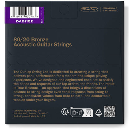 Dunlop 80/20 Bronze Acoustic Guitar | Custom Light (11-52)