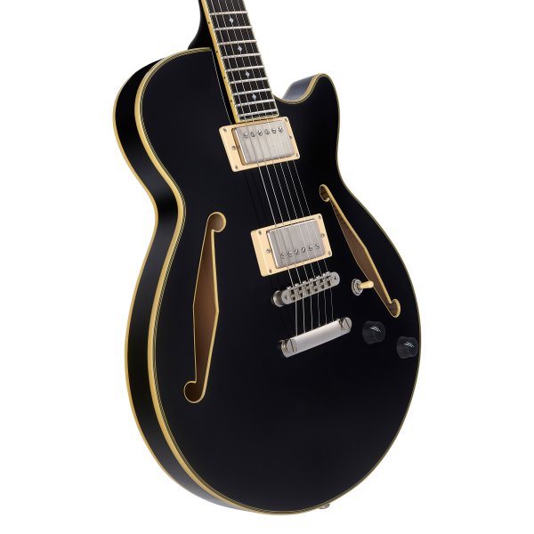 D'Angelico Excel Tour SS Electric Guitar, Solid Black