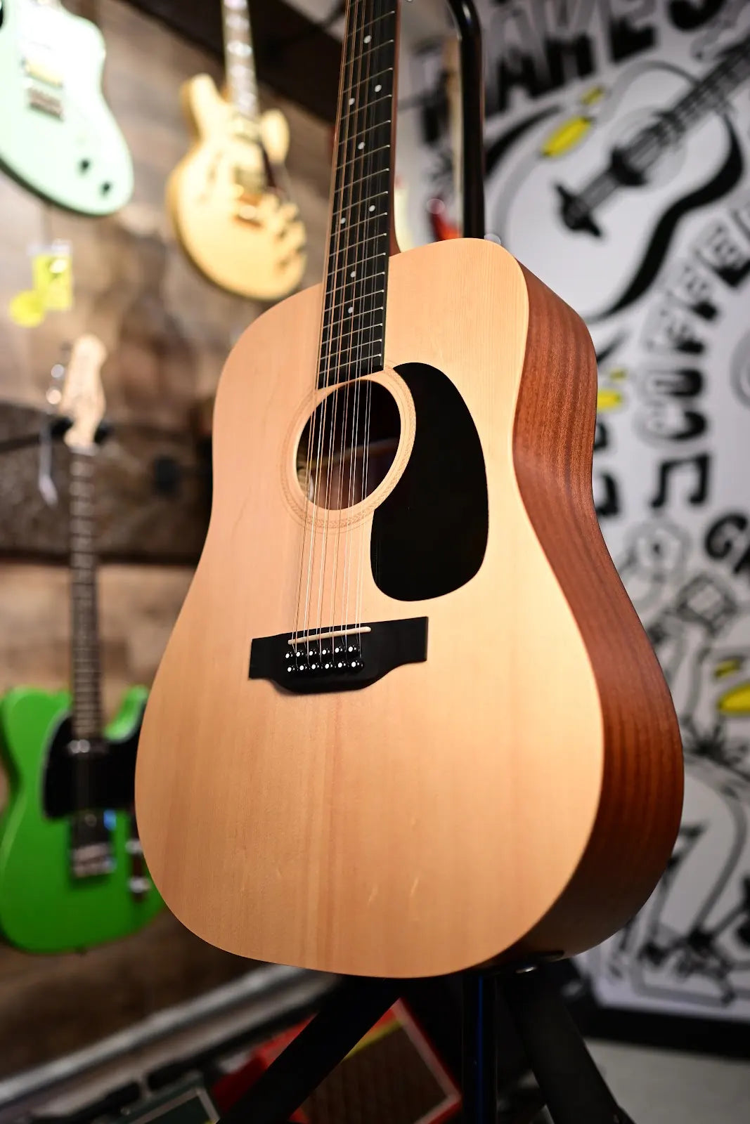 Sigma DM12E 12 String Electric Acoustic Guitar, Natural