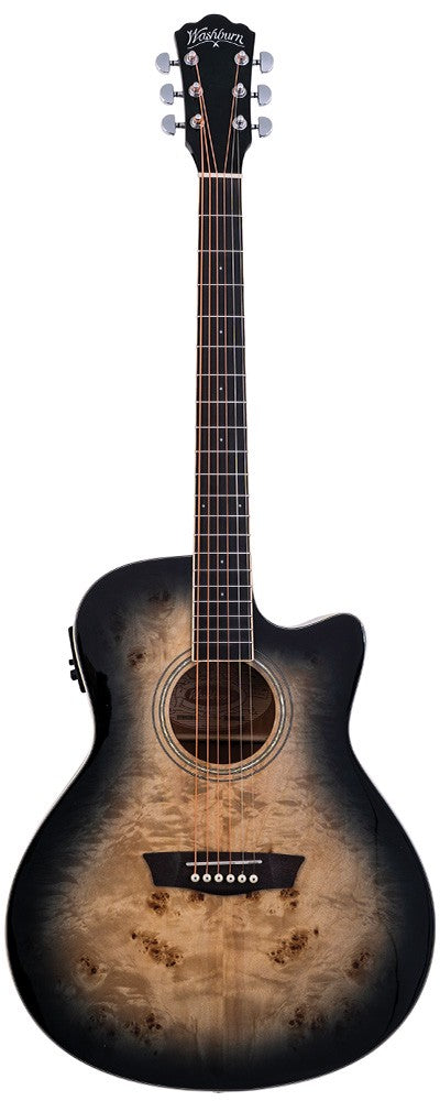 Washburn Deep Forest Burl Ace Acoustic Guitar - Black Fade