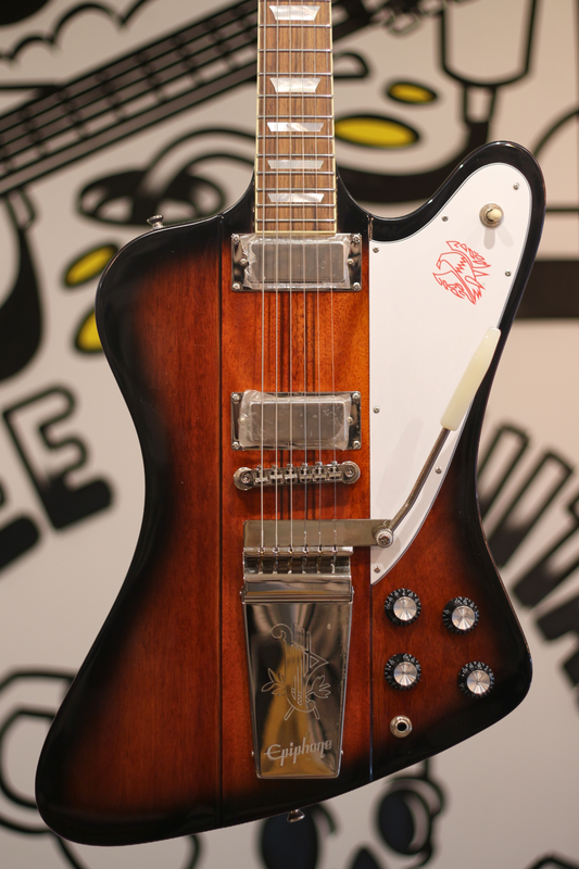Epiphone 1963 Firebird V Electric Guitar with Hardshell Case - Vintage Sunburst [DEMO]