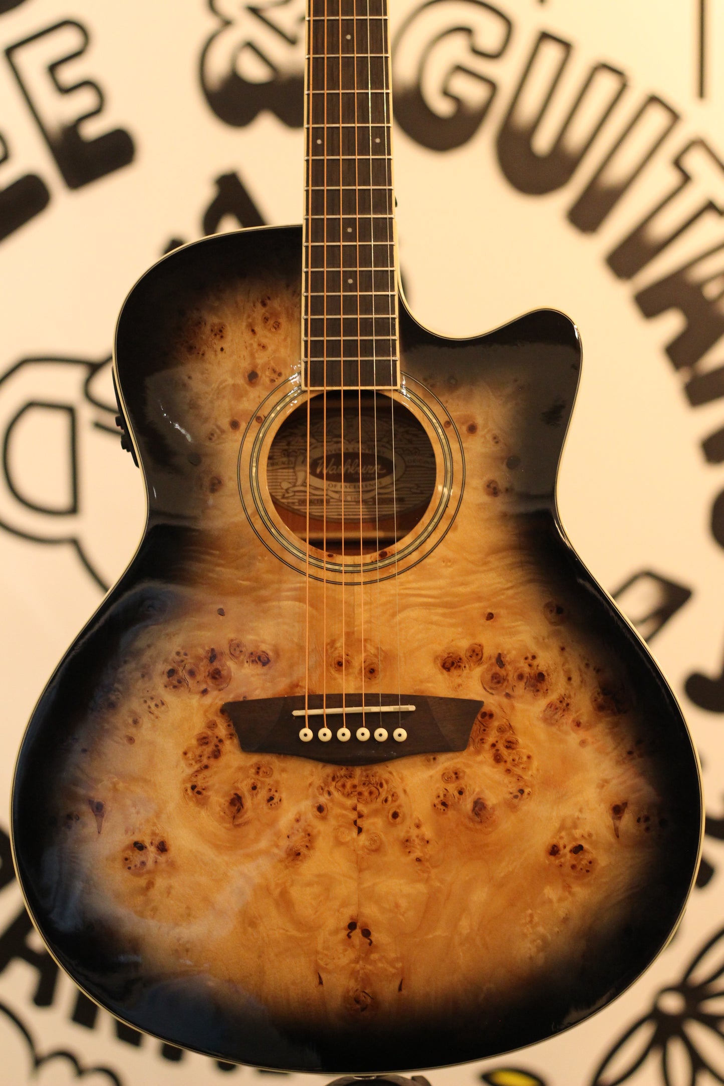 Washburn Deep Forest Burl Ace Acoustic Guitar - Black Fade