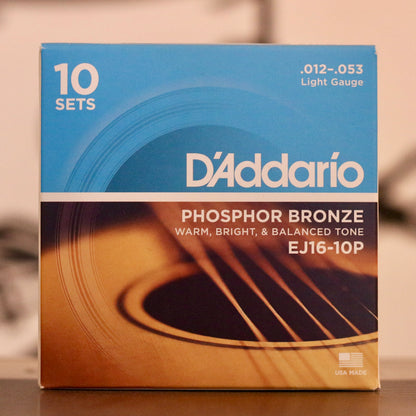 10 Sets D'addario Phosphor Bronze Acoustic Guitar Strings