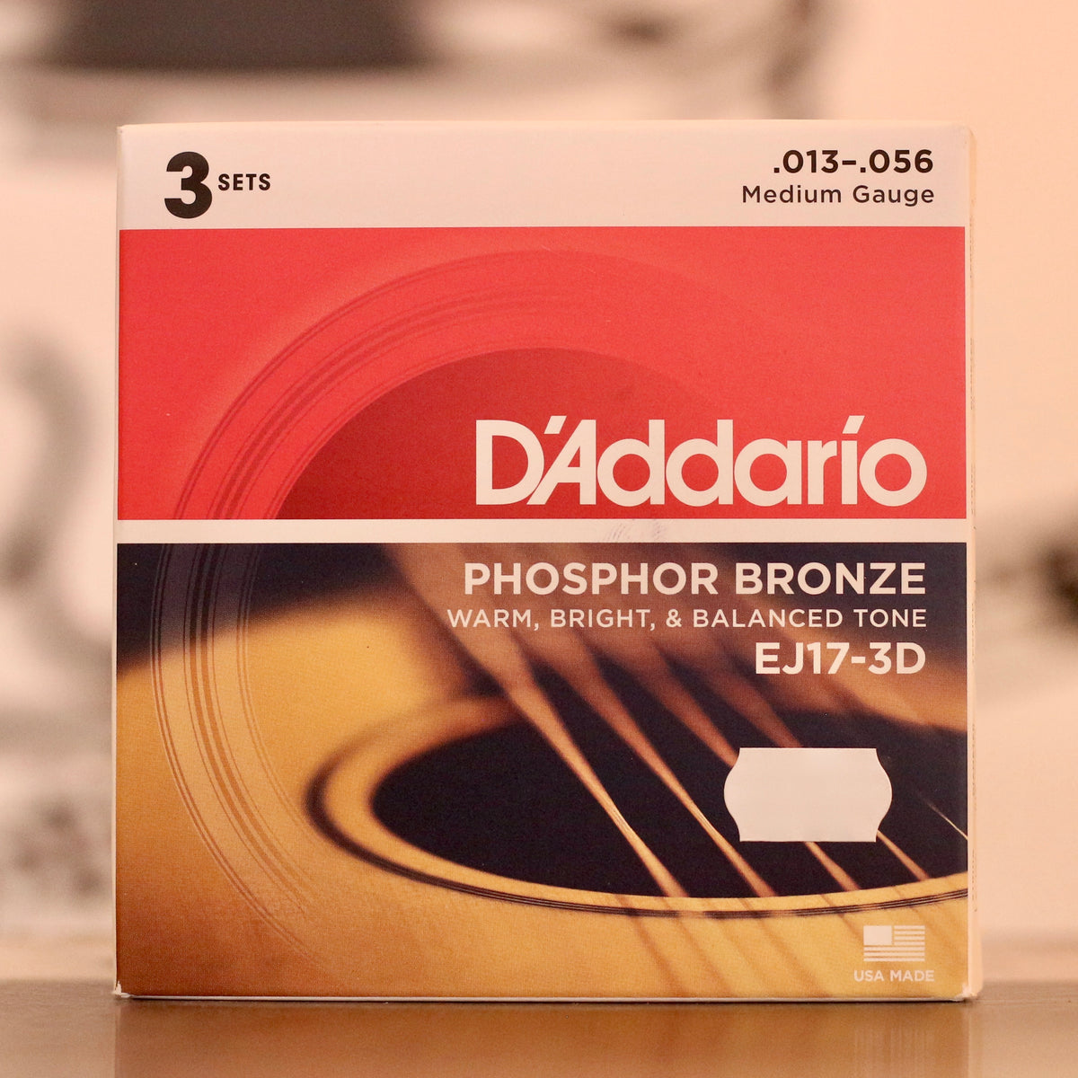 3 jeux de cordes pour guitare acoustique D'Addario Phosphor Bronze