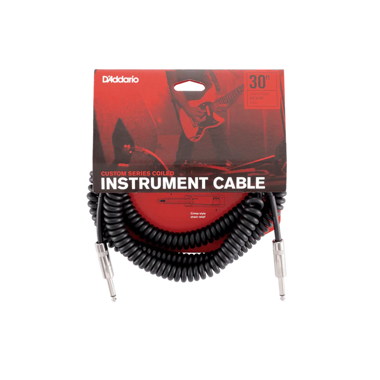 D'Addario 30ft Coiled Instrument Cable