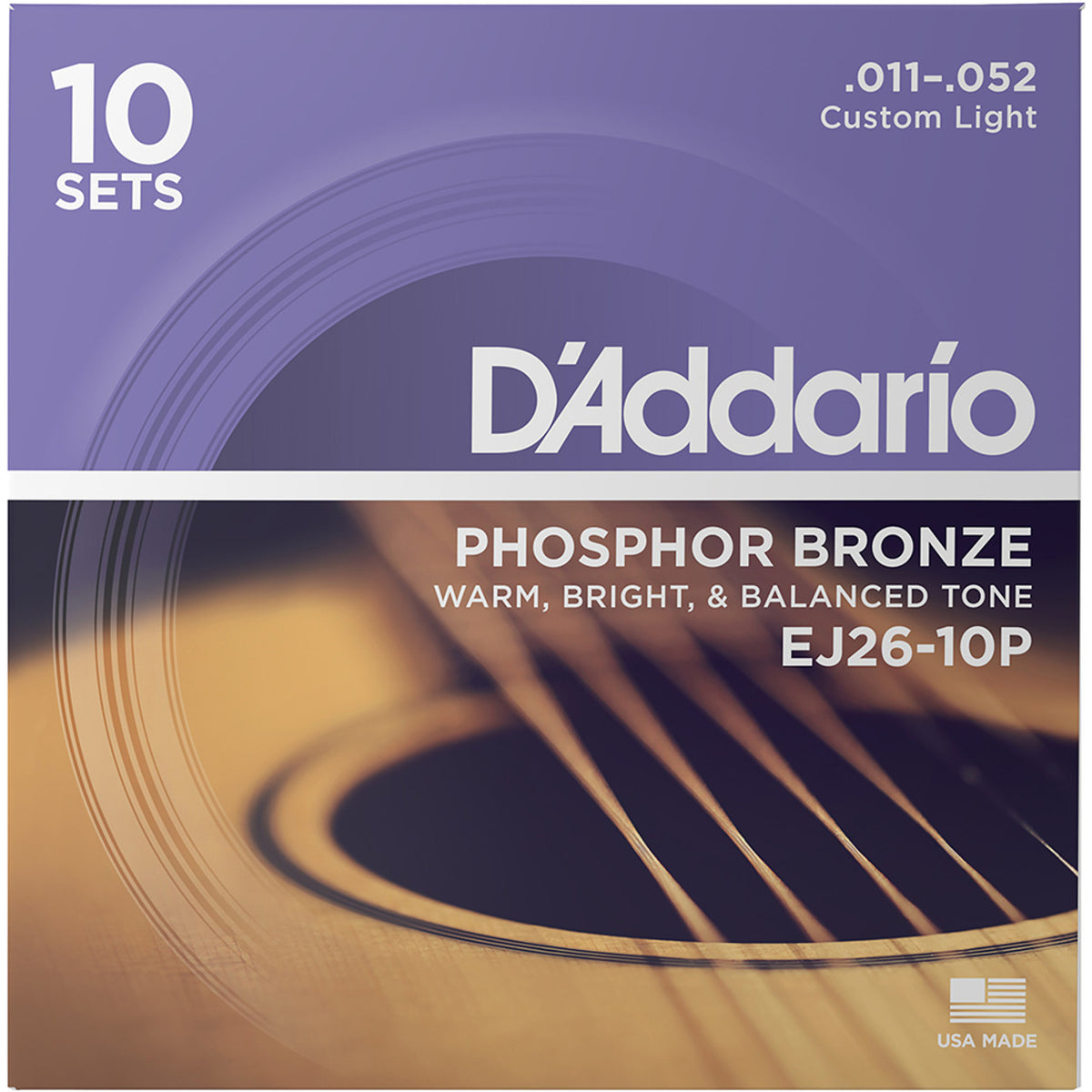 10 jeux de cordes pour guitare acoustique D'Addario Phosphor Bronze