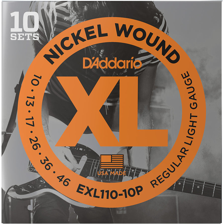 D'Addario EXL Nickel Wound Electric Guitar Strings, 10-Pack