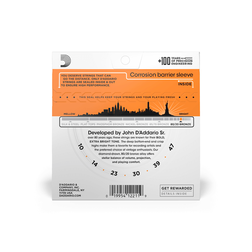 D'Addario 80/20 Bronze Acoustic Guitar Strings | All Gauges